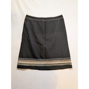 Ann Taylor loft black pencil skirt embroidered size 6